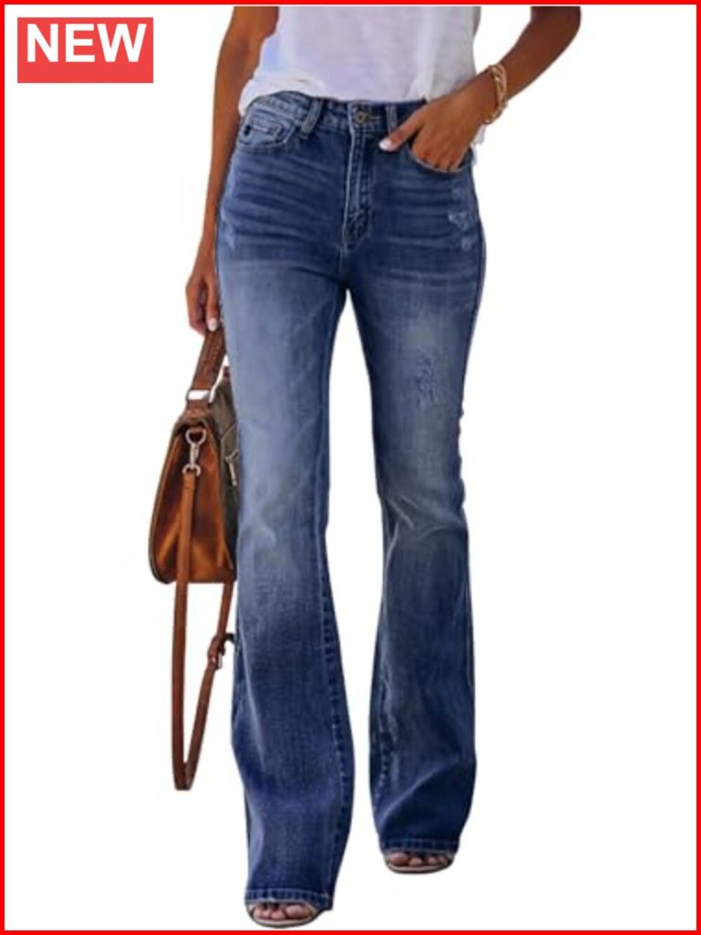 Women's Flare Bell Bottom High Waisted Wide Leg Bootcut Jeans Stretchy Denim